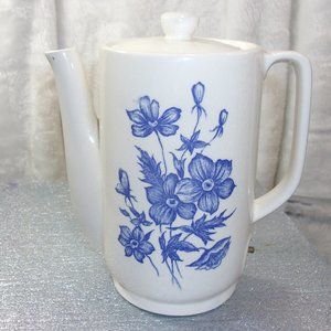 H-148 VINTAGE JAPAN CERAMIC BLUE/WHITE SMALL 2 CUP ELECTRIC COFFEE/TEA MAKER